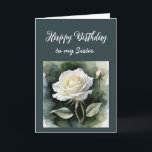 Vintage White Rose Blume für Sister Birthday Karte<br><div class="desc">Vintage White Rose Blume für Sister Birthday</div>