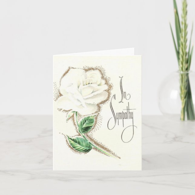 Vintage White Rose Sympathie Karte (Vorderseite)