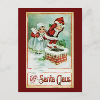 Vintage Wiedergabe-Weihnachtskunst Feiertagspostkarte