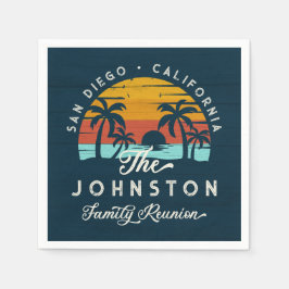 Vintage Wiedersehen Retro Sunset Beach Palms Serviette