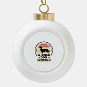 Vintage Wiener Dog Opa Dachshund Shirt Design_ Keramik Kugel-Ornament