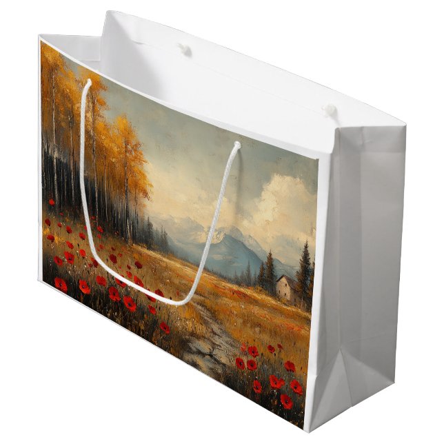 Vintage Wiesenpaare Große Geschenktüte (Vorderseite Schrägansicht)