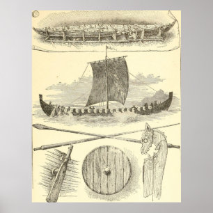 Vintage Wikingergrafik und -illustrationen Poster