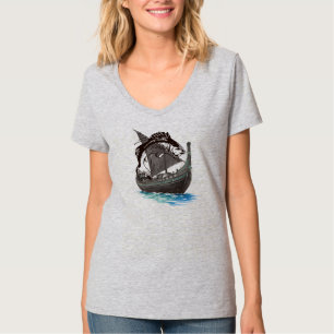 Vintage-Wikingerschiff & Lachs-Silhouette Nord T-Shirt