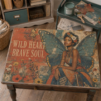 Vintage-Wild-Heart-Schmetterlings-Fee-Decoupage Seidenpapier