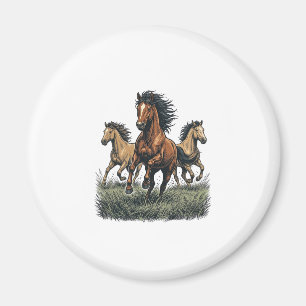 Vintage Wild Horses Running Western Vector Shirt_1 Magnet