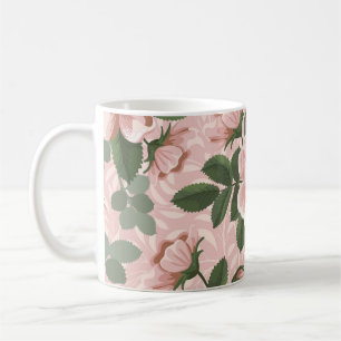 Vintage wild lebende Rose: Blumenhintergrund Kaffeetasse