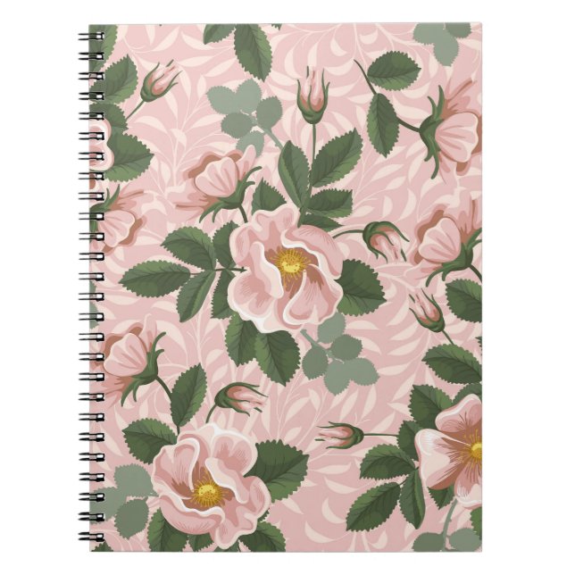 Vintage wild lebende Rose: Blumenhintergrund Notizblock (Vorderseite)