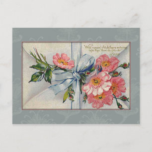 Vintage wild lebende Rose Valentine Feiertagspostkarte