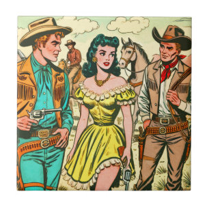 Vintage Wild West Country Comics Fliese