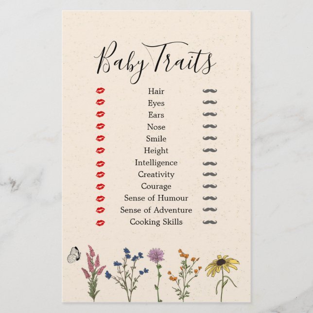 Vintage Wildblume Baby Shower Babyausstattung (Vorderseite)