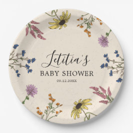 Vintage Wildblume Babyduschplatte Pappteller