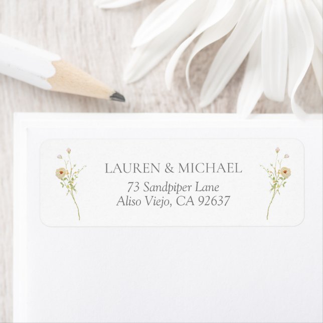 Vintage Wildblume Elegante Hochzeitshilfsadresse (Insitu)