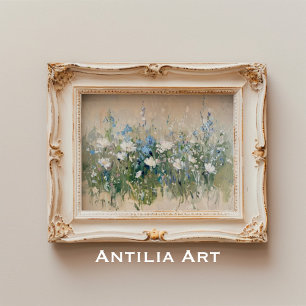 Vintage Wildblume Feldmalerei Blume Landschaft Poster