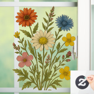 Vintage-Wildblume Fensteraufkleber