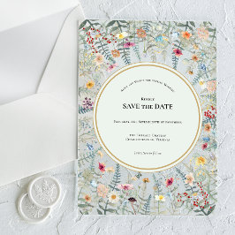 Vintage Wildblume Fern Minze Green Save the Date Acryleinladungen