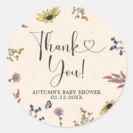 Vintage Wildblume Kinderdusche Danke Aufkleber