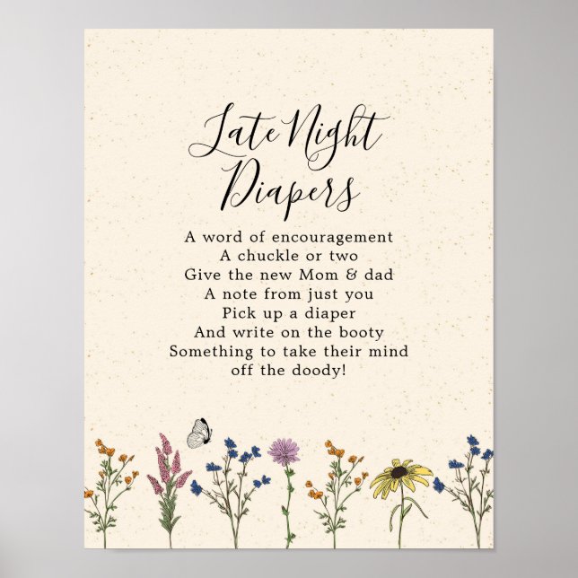 Vintage Wildblume Kinderdusche Spätabenteuer Poster (Vorne)