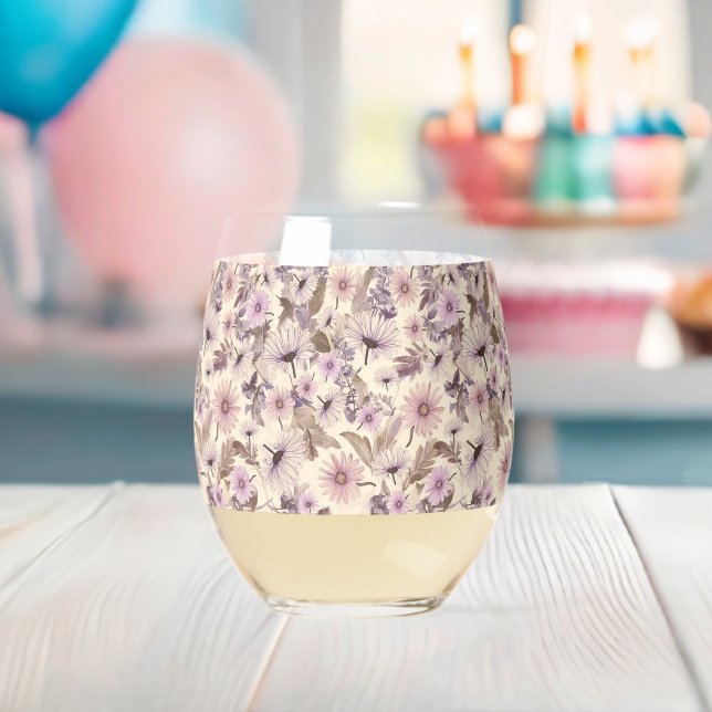 Vintage Wildblume Kinderdusche Weinglas Ohne Stiel (Insitu (Baby Party))