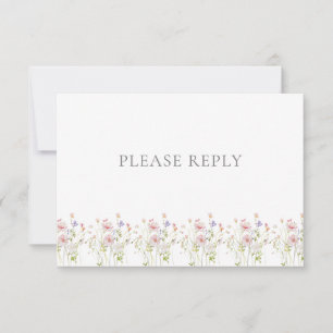 Vintage Wildblume Monogram QR Code Garden Wedding RSVP Karte