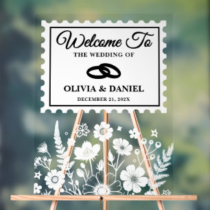 Vintage Wildblume Postage Briefmarke Hochzeit Will Acrylschild