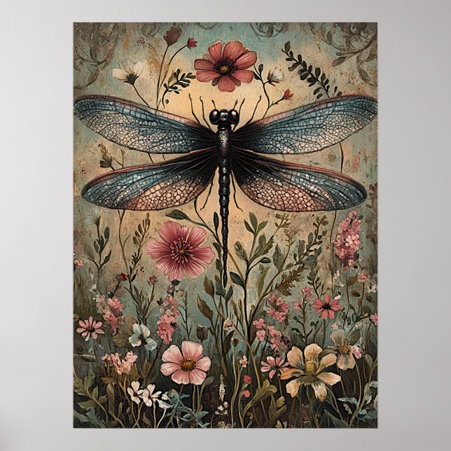 Vintage Wildblume Poster (Vorne)