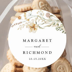 Vintage Wildblume Runder Aufkleber