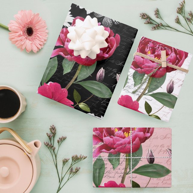 Vintage Wildblume Schmetterlingshandschrift Geschenkpapier Set (Von Creator hochgeladen)