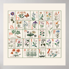 Vintage Wildblume Stickerei Alphabet Poster