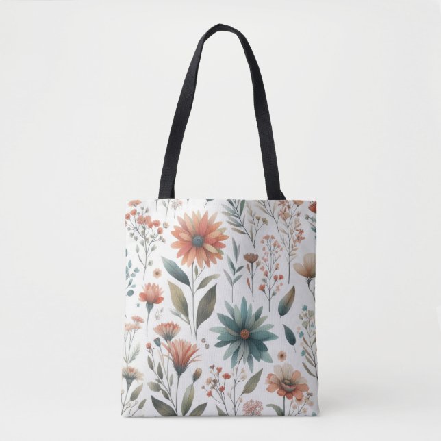 Vintage Wildblume Tote Bag - Boho Floral Tasche (Vorderseite)