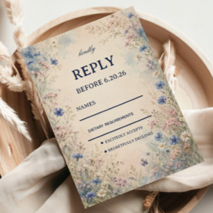Vintage-Wildblumen-Botanik RSVP Karte