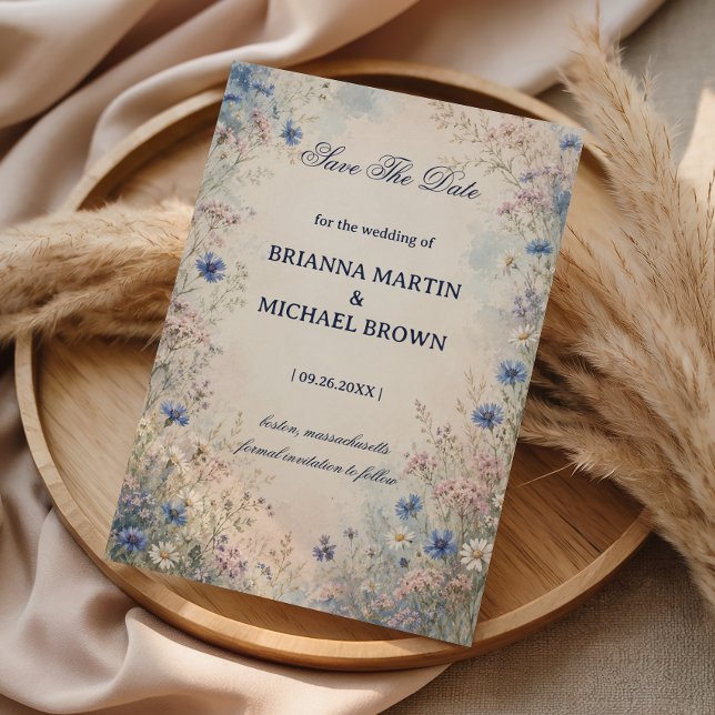 Vintage-Wildblumen-Botanik Save The Date (Von Creator hochgeladen)