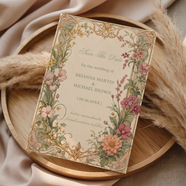 Vintage-Wildblumen-Botanik Save The Date (Von Creator hochgeladen)