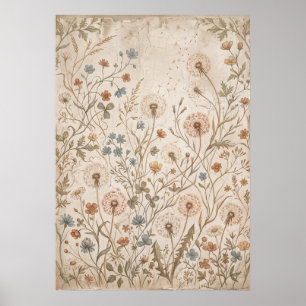 Vintage-Wildblumen-Botanikdruck-Plakat Poster