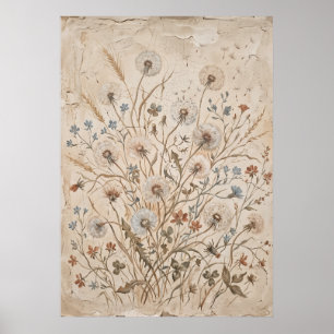 Vintage-Wildblumen-Botanikposter Poster