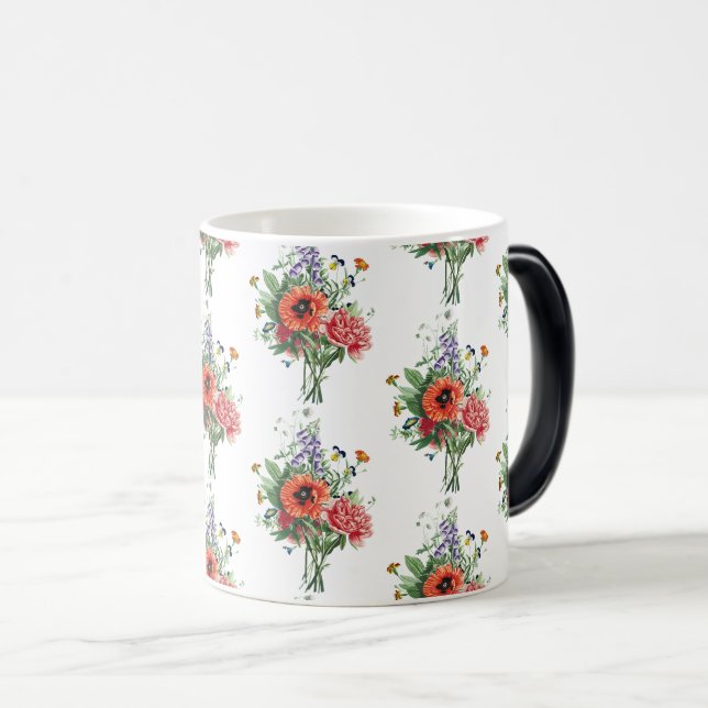 Vintage Wildblumen Botanische Kunst Verwandlungstasse (VorderseiteRechts)