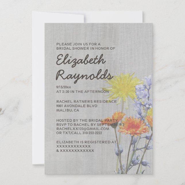 Vintage Wildblumen-Brautparty-Einladungen Einladung (Vorderseite)