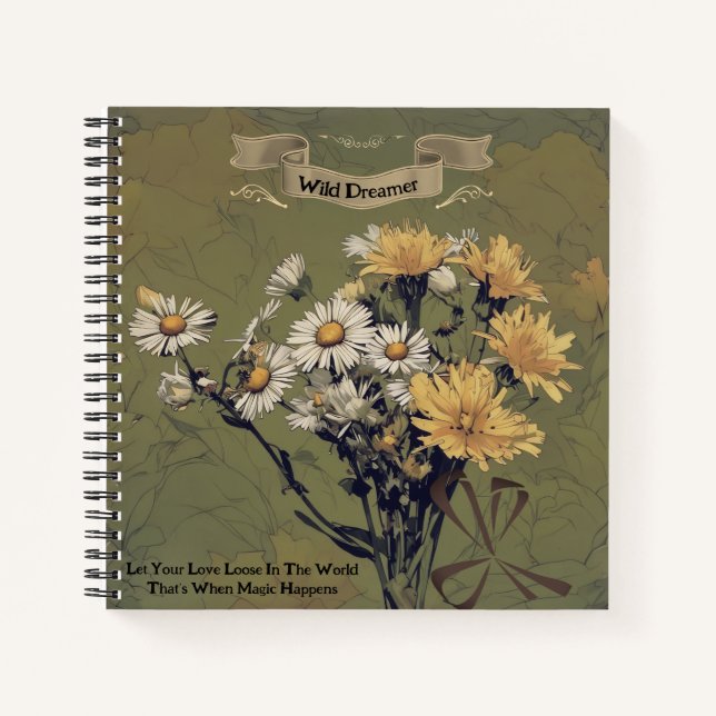 Vintage Wildblumen Daisy Dreamer Quote Journal Notizbuch (Vorderseite)