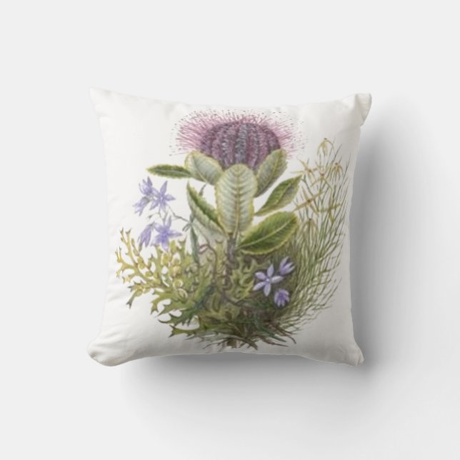 Vintage Wildblumen-Distel-Kissen Kissen (Vorderseite)