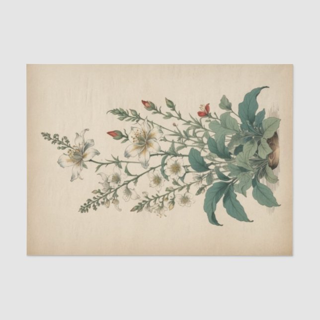 Vintage Wildblumen drucken Seidenpapier (Vorderseite)
