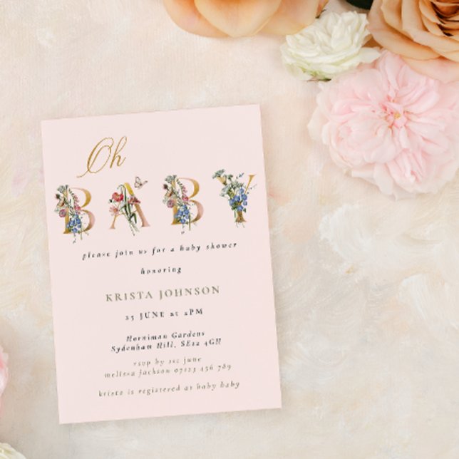 Vintage Wildblumen Dusche und Blush Einladung (Von Creator hochgeladen)