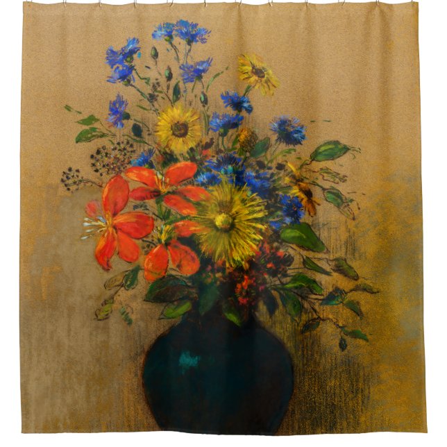 Vintage Wildblumen Duschvorhang (Vorderseite)
