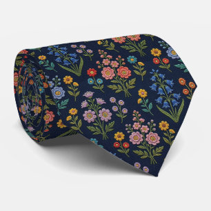 Vintage-Wildblumen Faux-Stickerei-Design Krawatte