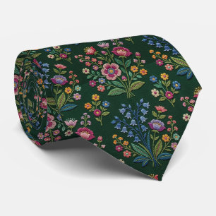 Vintage-Wildblumen Faux-Stickerei-Design Krawatte