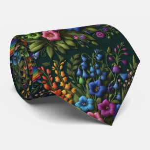 Vintage-Wildblumen Faux-Stickerei-Design Krawatte
