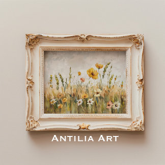 Vintage Wildblumen Landschaft des Acker Poster