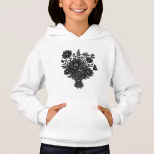 Vintage-Wildblumen-Linolschnitt botanische Blumenk Hoodie