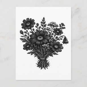 Vintage-Wildblumen-Linolschnitt botanische Blumenk Postkarte