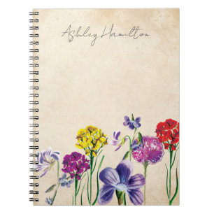 Vintage-Wildblumen-Notizbuch Notizblock