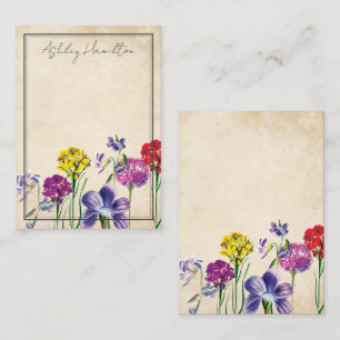 Vintage-Wildblumen personalisierte Korrespondenzar Mitteilungskarte